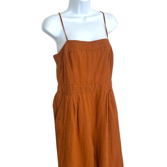J.Crew Women's 100% Linen Sleeveless Lagenlook Jumpsuit Mustard Size 8 - Picture 3 of 11